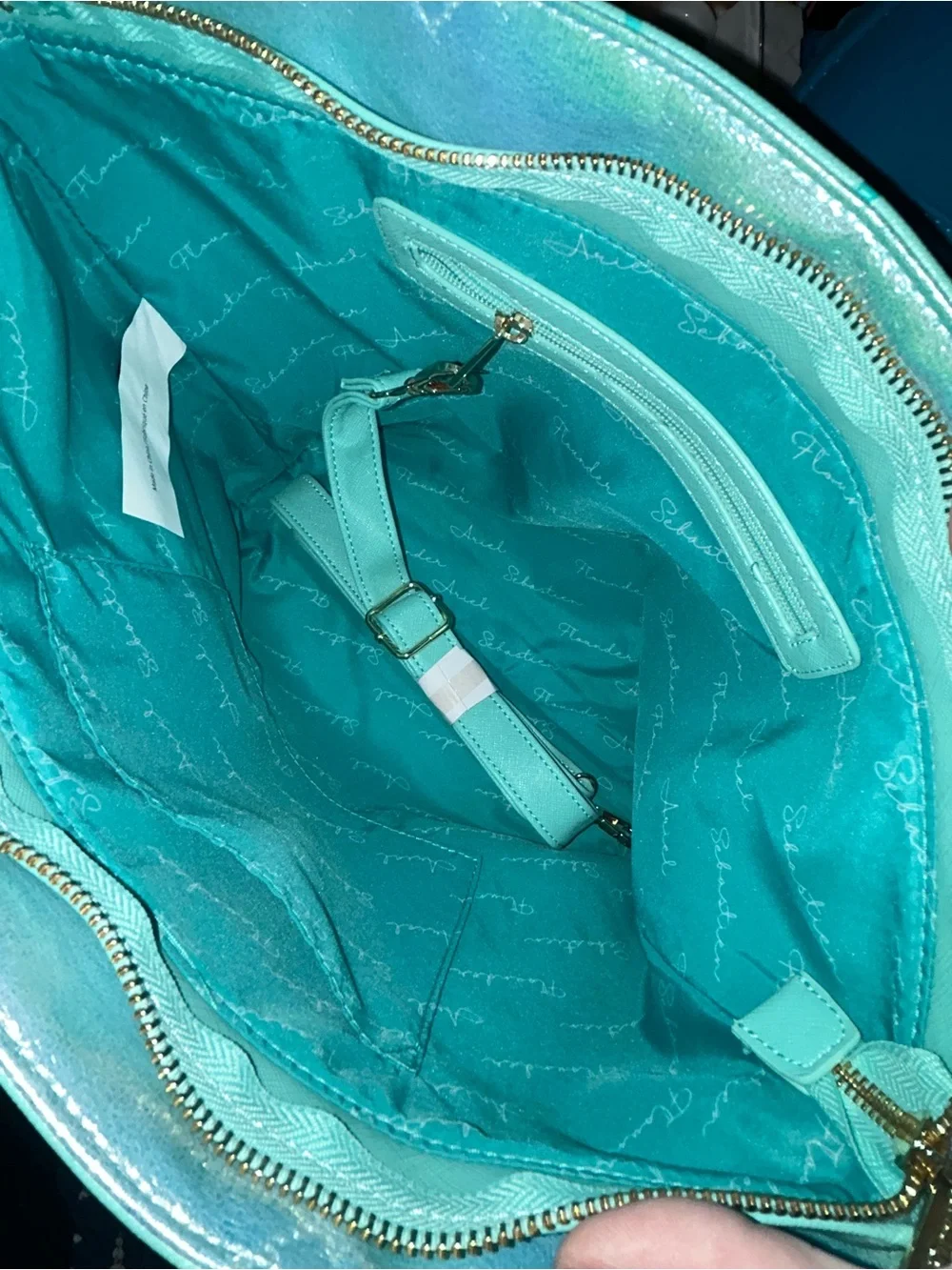 Hard to Find with tags- Disney Loungefly Ariel Turquoise Tote Bag with Bag Charm